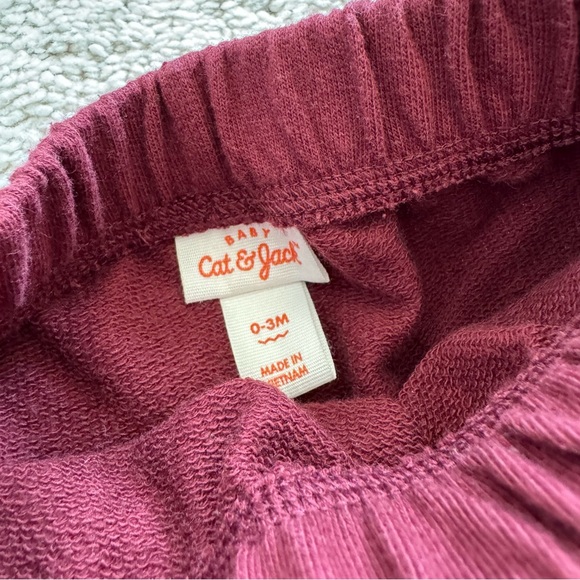 0-3M Cat & Jack 2 Pairs Of Pants Blue Jeggings & Maroon Sweatpants - Picture 3 of 4